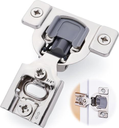 Decobasics 4 Pack Soft Close Cabinet Hinges – 3/4 Overlay for Kitchen Cabinet Doors, Face Frame Concealed Hidden Hinges – Stainless Steel, Self-Closing with 3-Way Adjustment & Slow Close Damper