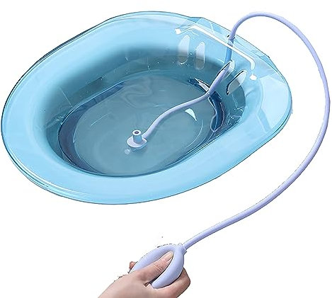 Sitzbecken mit Spüler, Sitzbad für Toilettensitz, Sitzbad für Hämorrhoiden, Behandlung nach der Geburt, Entlastung des Damms, einfach zu verstauen, Grau, 38 x 35,5 x 9,5 cm (blau 38 x 35,5 x 9,5