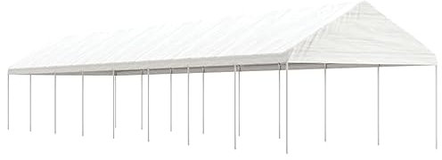 ZEYUAN Pavillon mit Dach Weiß 17,84x4,08x3,22 m Polyethylen, Gartenpavillon, Faltpavillon, Pergola, Partyzelt, Standmarkise, Sonnenzelt, Garten Pavillion, Grillpavillon