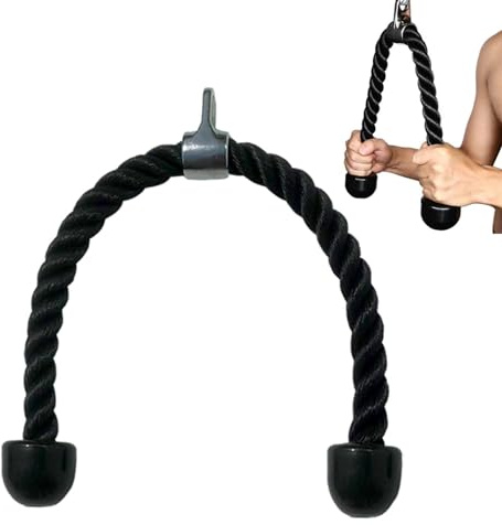 LAPONO Nylon Trizepsseil, Kraftstation Trizeps Seil Pull Down Gedrehtes Seil Trizepstau zum Herunterziehen mit Rutschfester Griff Kabelzug Rot Blau Schwarz Fitness Zubehör