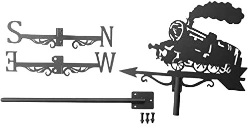 Goggnety Steam Train Silhouette Weather Vane Weathervane Weathercock for Garden Patio Ornament