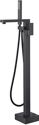 ASerZenith Robinet de Baignoire sur Pied autoportant pour Salle de Bains, mitigeur Froid/Chaud avec douchette, Robinet de Baignoire sur Pied Noir Mat