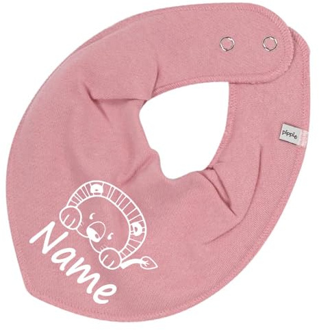 HALSTUCH Löwe mit Name oder Text personalisiert für Baby oder Kind aus Baumwolle in Einheitsgröße altrosa