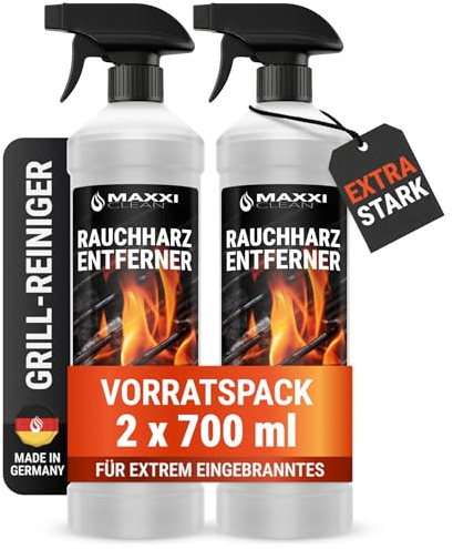 Maxxi Clean | Grillreiniger & Rauchharzentferner - das Original | 2X 700 ml in Sprühflasche extra stark [+] | Backofen- und Grillreiniger Konzentrat für Gasgrill, Edelstahl, Gusseisen