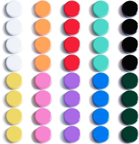 ZDZBLX Magnete für Magnettafel, 40 Stück Kleine Magnete Stark, Mini Kühlschrankmagnete, Bunte Runde Whiteboard Magnet in 10 Farben, Whiteboard Magnet für Kühlschrank, Pinnwand - Magneten Starker Halt