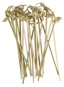 100Pcs 15cm 6 Inch Cocktail Picks Bamboo Knot Skewers Twisted Ends Knotted Skewers for Appetizers, Charcuterie Accessories