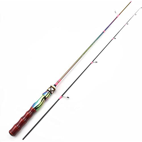 HSHTTKL Angelruten-Kombi-Set Tenacious Angelrute, 1,68 m, Carbon-Spinnrute, langsame Angelrute aus weichem Holz, massiv, 2 Spitzen, Bunte Forellenrute, Handrute