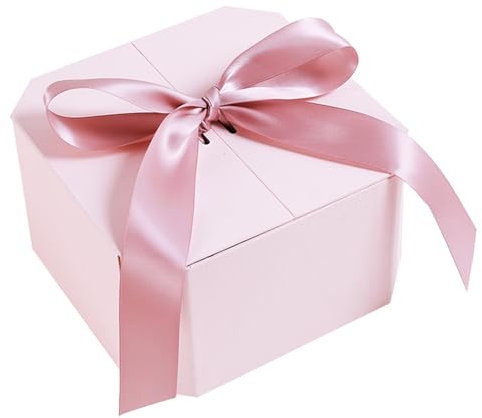 Pasdrucn Karton Verpackungsbox, Sechseckige Box, Sechseckige Geschenkbox mit Schleife, Hochzeits-Süßigkeiten-Box, Valentinstag Hochzeit Süßer Lippenstift Vorliegender (L)