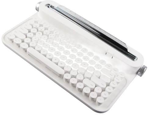 Brilluxa Tastiera Retro per Macchina da Scrivere, Tastiera Vintage a 86 Tasti, Meccanica Retro con Supporto Integrato per Windows, Android (Bianco)