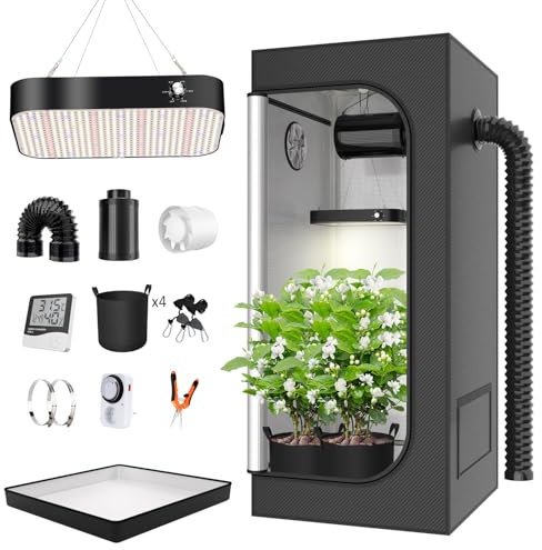 TOPRON Grow Box 80x80x180cm Growbox, lampada da coltivazione a LED dimmerabile a spettro completo da 200 W, kit completo per tenda da coltivazione Set completo per tenda da coltivazione idroponica