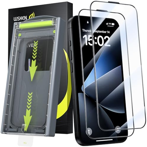 WSKEN for iPhone 17/iPhone 16 Pro Screen Protector - [Top 9H+ Tempered Glass][Auto Dust-Remove][Zero Bubble] Full Coverage HD Military Grade 10X Shatterproof,Anti Fingerprint,Anti Scratch