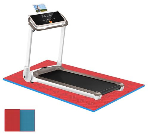 FVTVHEV Bodenschutzmatte Für Sportgeräte Bodenmatte Unter Laufband Wiederstandsfähige Laufband Matte rutschfeste Unterlage für Crosstrainer, Heimtrainer, Rudergerät, Laufband(Red+Blue)