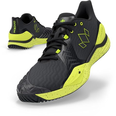 Diadem Court Burst | Men's Pickleball & Tennis Shoes for Stability, Speed, Performance & Comfort, Black and Neon, US Size M8/W9.5