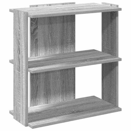 vidaXL Bücherregal 3 Böden Grau Sonoma 60x30x60 cm Holzwerkstoff, Bücheraufbewahrung, Lagerregal, Büroregal, Bücherschrank, Standregal