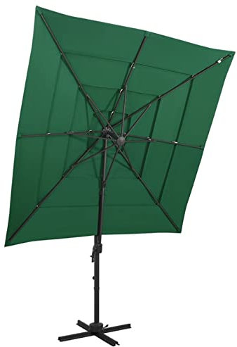 ShGaxin Sombrilla de 4 niveles con poste, Parasol Exterior Jardin, Sombrilla Jardin, Para Sol De Playa, aluminio verde 250x250 cm