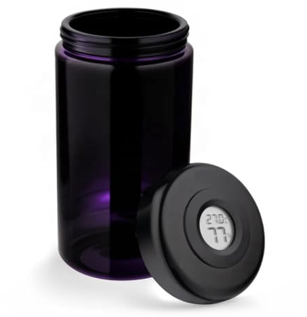 Generisch UV-Schutz Vorratsglas/Stash Jar mit Digitalem Feuchtigkeits- und Temperaturmesser im Deckel, Violett-Schwarz (3×500 Milliliter)