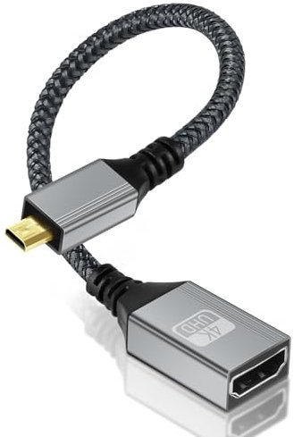 AXFEE Adattatore Micro HDMI a HDMI, Cavo Adattatore HDMI Maschio a Femmina 4K@60 Hz, HDR e ARC, Compatibile con Raspberry Pi 5/4,Hero,A6300 A6400,Yoga,ODROID