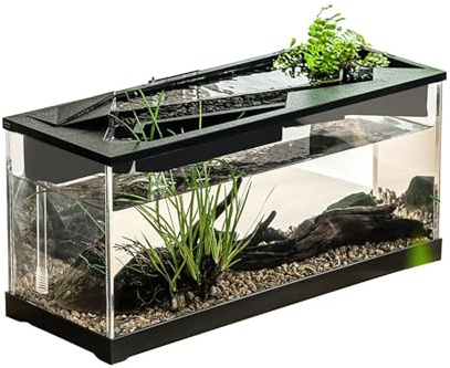 Small Fish Tank with Filter - Clear Turtle Aquarium with Filter for Hydroponic Planting,Fish Tank Starter Kits with Air Pump for Tabletop, Living Room, Studio, Home