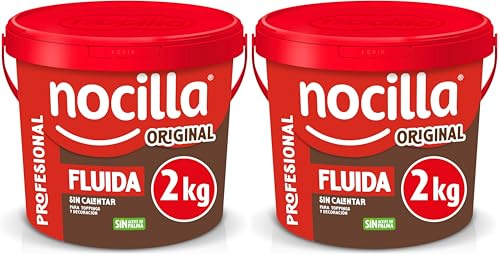 Nocilla, Profesional, Fluida con sabor Original y Avellanas sin Aceite de Palma - 2kg (Paquete de 2)