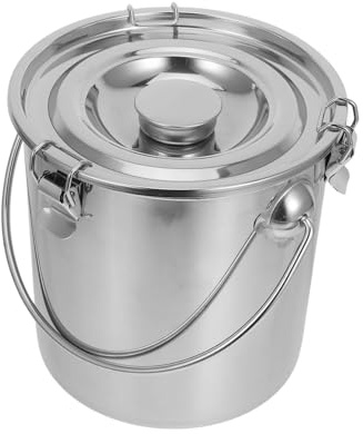 iplusmile Seau Scellé Inox 20x20 Cm Robuste Étanche avec Poignée en Acier Inoxydable pour Stockage Huile Eau Riz Usage Domestique Transport