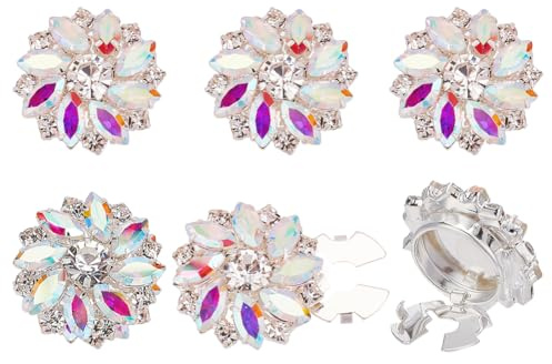 FINGERINSPIRE 6 piezas de diamantes de imitación para mujer cubiertas de botones de 25,5 mm de diámetro con forma de flor cristal a partir de gemelos cubierta de botones de presión desmontables