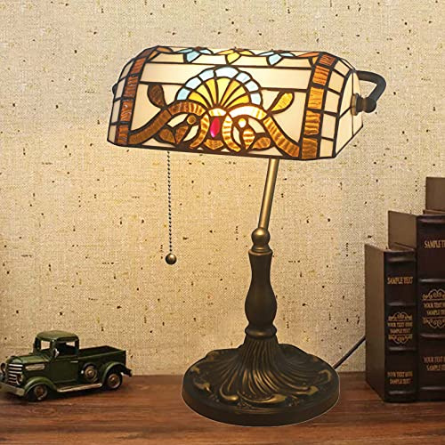 Lampada da banchiere Verde, Lampada Lampada da Tavolo Antica, Lampada da banchiere Vintage Lampada da scrivania in Vetro Verde retrò con Interruttore a Tirante E27 Lampada da Comodino Lampada da