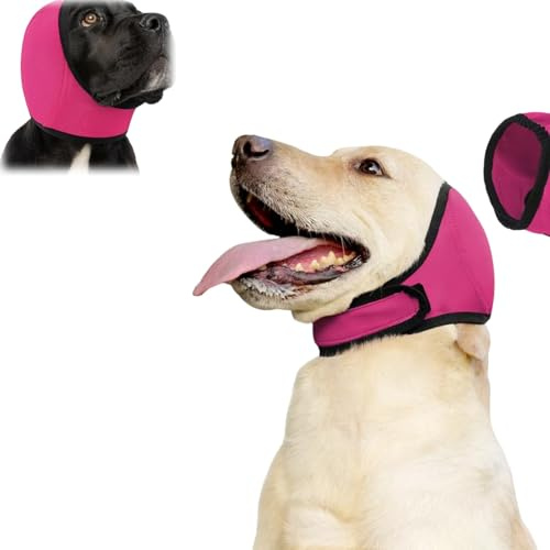 Waterproof Dog Ear Covers for Grooming,Dog Snood Swim Ear Protectors,D/og Ear Protectors Muffs for Noise,Adjustable No Flap E/ar Wrap Snood Headband,Head Circle 25~38cm,Weight 7.5~17.5 kg(Size S)