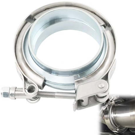 VORHSBELL 6,3 cm(2,5) Edelstahl-Klemme, Schnellspanner, V-Bandklemme, 304 Edelstahl, Turbo-Rohrschelle mit männlichem weiblichem Flansch, kompatibel mit Ladeluftkühler, Auspuff-Dieselmotor