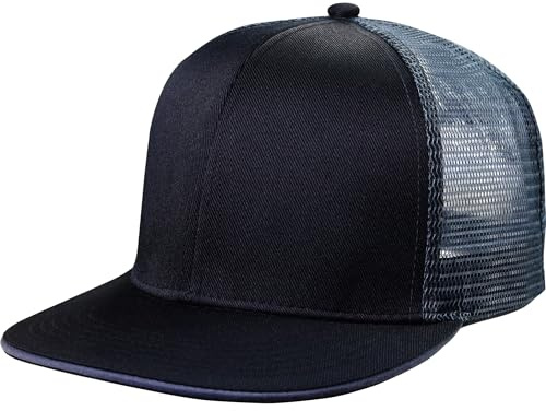 Snapback Kappe, Trucker Cap, verstellbare Netzkappe für Herren, stylische Mesh Cap Unisex Streetwear Mütze, Baseballkappe schwarz/grau