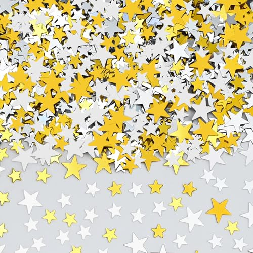 qingmeng Glitzersterne, Sterne Gold Silber Deko Konfetti, Streudeko Weihnachten Tischdeko Kleiner Stern zum Basteln, Streusterne Adventskranz Deko Weihnachts Weihnachtliche für Silvester Geburtstag