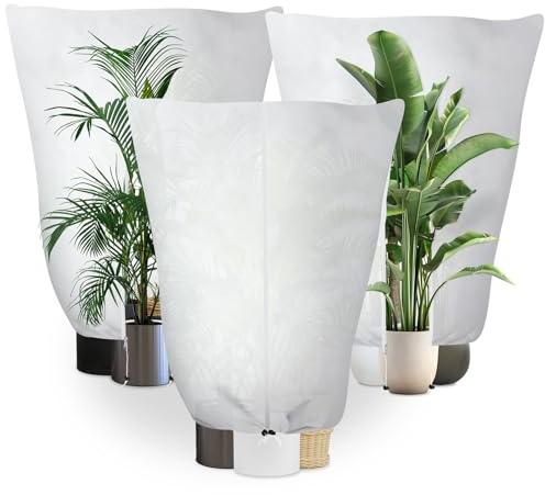 3 Pezzi Copertura per Svernamento in Tessuto Non Tessuto, 180x120cm, Telo per Piante Inverno Antigelo, Cerniera E Cordoncino, Protezione Invernale Piante, Protezione Gel per Piante Vaso, Rose E Limoni