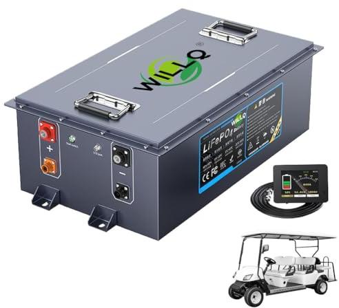 WILLQ Batería Carrito de Golf 48V 35Ah 55Ah 80Ah 100Ah 120Ah 150Ah 200Ah 300Ah LiFePO4 BMS Integrado Monitor táctil y aplicación móvil, con más de 6000 ciclos de batería Recargable,48v150ah