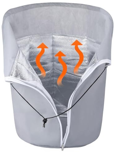 Thermo Topfschutz 65 x 70cm, Kübel Frostschutz Thermo, Topfschutz Pflanzen Winter, mit Zugband & Reißverschluss, Pflanzenschutzsack für Balkonpflanzen Für Topfpflanzen, Sträucher, Bäume, Palmen