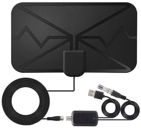 liuchanghe 36DBI Antena TV Interior, 250 km Digital Antena con Amplificador y Cable Coaxial para 1080P 4K Canales de TV Gratis DTMB VHF UHF DVB-T2 DVB-T TDT