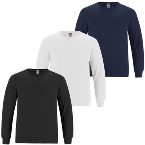 Kids Boys Girls Long Sleeve T-Shirt 100% Cotton Jersey Crew Neck Cuffed Top