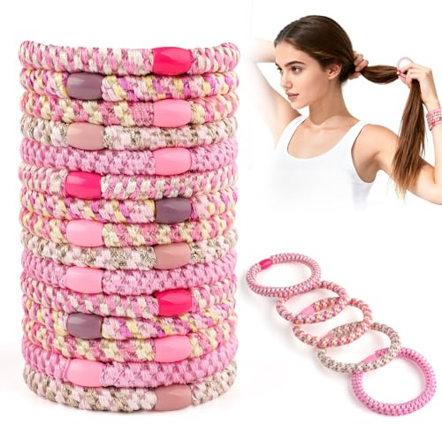 Kiiwah Gomas Pelo para Mujer y Niñas, 15 Unidades de Moda Gomas para el Pelo, Coleteros Trenzados Multicolor, Elásticas Hair Ties para Cabello Grueso, Liso y Rizado (5 Colores Disponibles)