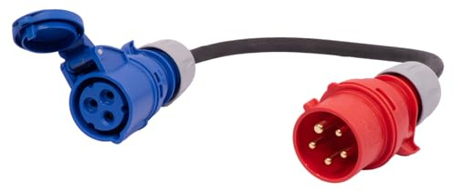 Adapter 3-Pol CEE Kupplung auf 5-Pol CEE Stecker 16A H07RN-F 3G2,5 | ALPTEG A003 0,5m