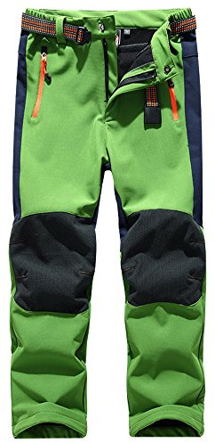 Jessie Kidden Kids Boys Girls Youth Waterproof Windproof Hiking Ski Snow Pants Elastic Waist Warm Insulated Fleece Lined Winter Pants #16010-Green,10-12Years