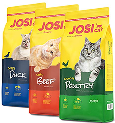 Josera 30 kg JosiCat - je 1 x 10 kg Crispy Duck 10 kg Tasty Beef 10 kg Crunchy Poultry