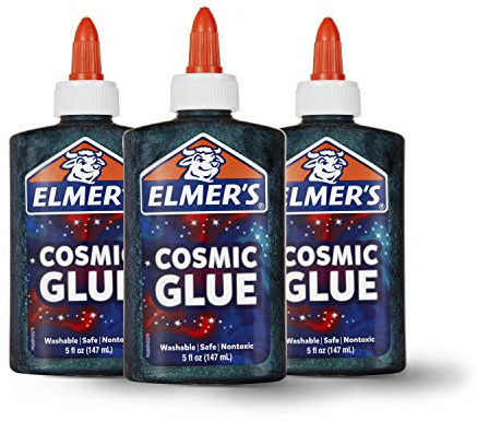 Elmer's Cosmic Liquid Glue, Makes Slime That Shimmers, Teal and Purple Colors, 5 oz., 3 Count