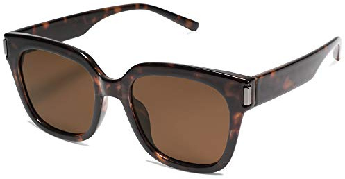 SOJOS Polarized Sunglasses for Women Men Trendy Square Glasses SJ2149,Dark Brown Tortoise/Brown