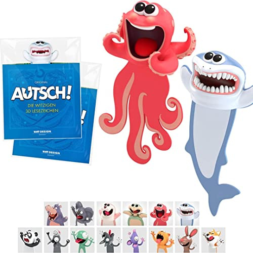 KXT Original AUTSCH! Die witzigen 3D Lesezeichen Tiere (Hai und Krake)