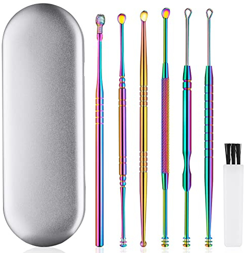 Ear Cleaning Kit,Safe Ear Wax Removal Tool,Earwax Removal Kit,Easy to Use,Painless Ear Pick,with Storage Box and Cleaning Brush (Titanium)