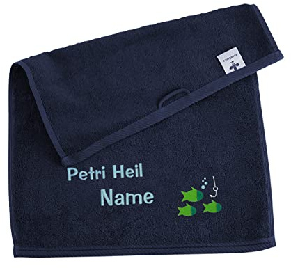 Herz & Heim® Handtuch für Angler, personalisiert, in 3 Größen Groß