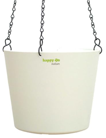 happy nature Kunststoff Blumenampel Florenz weiß Ø 19.8 cm Höhe 17.5 cm