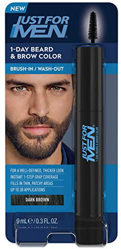 Just for Men 1 Tag Bart- und Augenbrauenfarbe, temporäre Farbe für Bart und Augenbrauen, für vollere, gut definierte, bis zu 30 Anwendungen, dunkelbraun