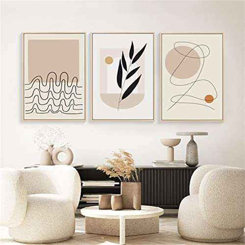 Sarah Duke 3er Premium Poster Set, Aesthetic Wandbilder Beige Leinwandbilder Ohne Rahmen, Moderne Bilder, Boho Deko Wanddeko für Wohnzimmer Schlafzimmer (30x40cm)