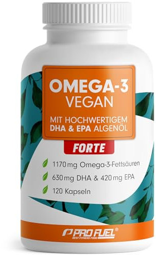 Omega-3 vegan FORTE - 120 Kapseln - 2000 mg Algenöl pro Tag - hochdosiert mit 630mg DHA + 420 mg EPA - vegane Omega-3 Algenöl Kapseln - DHA:EPA Verhältnis 3:2 - laborgeprüft mit Analyse-Zertifikat