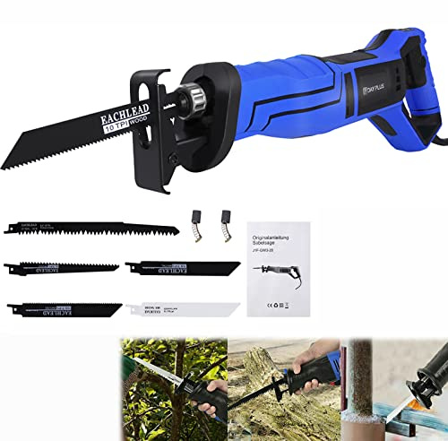 Scie Sabre, Professional 900W Scie Égoïne Électrique, Scie Alternative 2800 RPM Vitesse Variable, Course de Coupe 28mm, Scie a metaux, Scie a bois, avec 5 lames de Scie pour Couper Bois, Métal