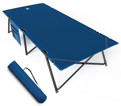 EVER ADVANCED Feldbett Klappbar XXL Campingbett 200KG Belastbar Klappbett 214 x 79 x 50 cm, Breite Feldbett mit Seitentasche, Stabil & Tragbar für Camping Reisen Garten Outdoor und Indoor